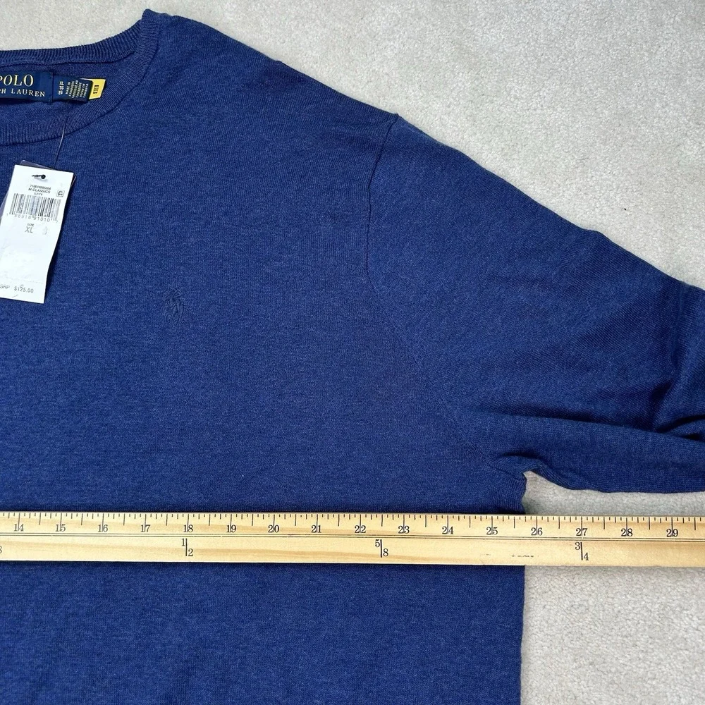Polo Ralph Lauren Men XL Sweater Crewneck Preppy Quiet Luxury Lightweight Blue